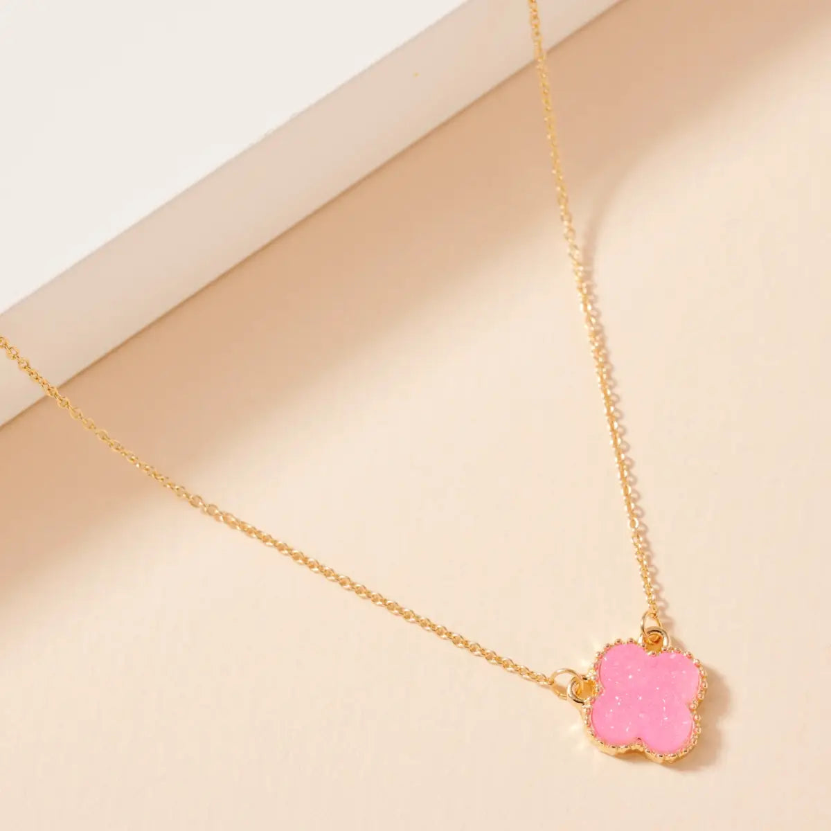 flower charm druzy necklace
