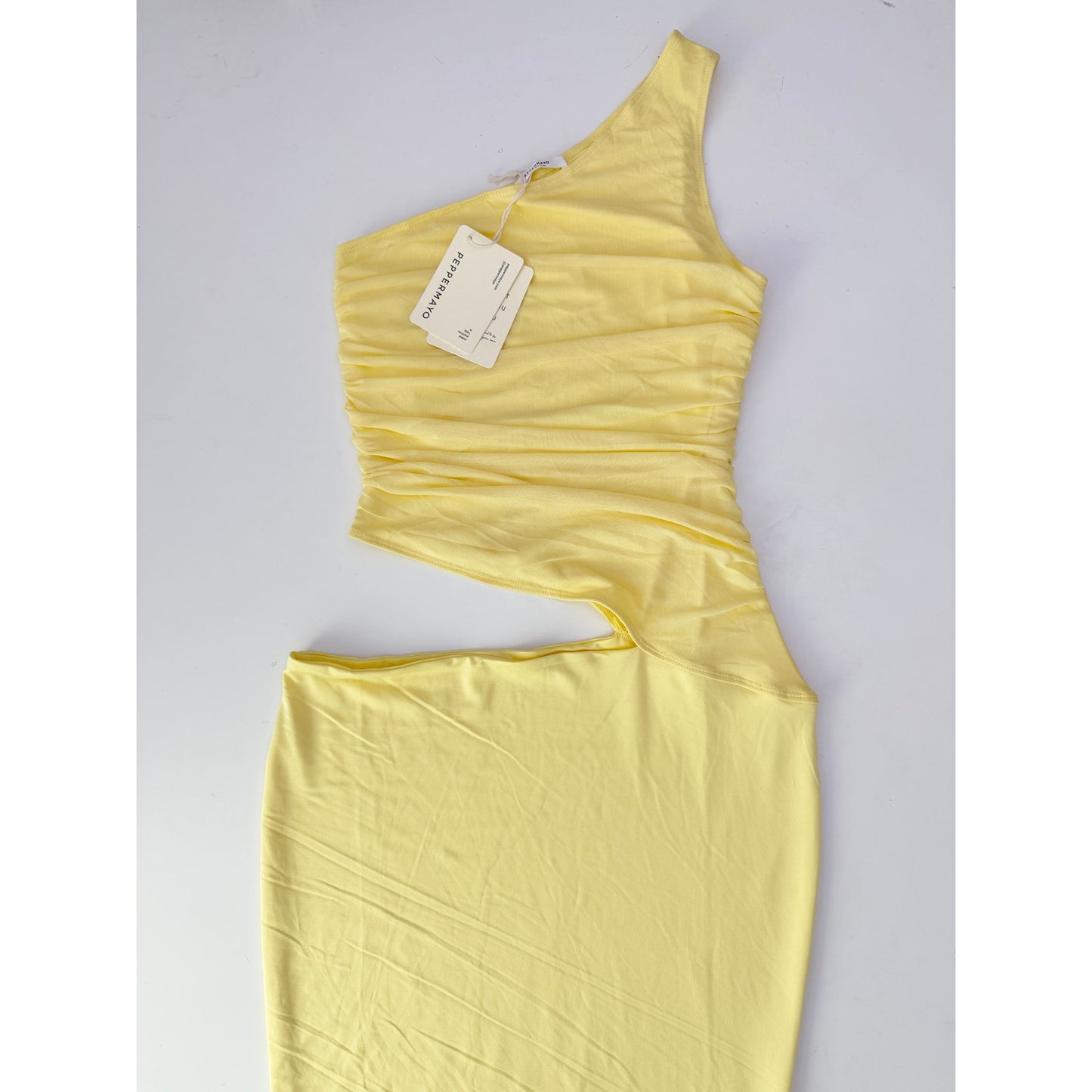 NEW! peppermayo yellow one shoulder maxi dress - size 4