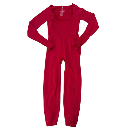 free people red good karma long sleeve onesie - size M/L