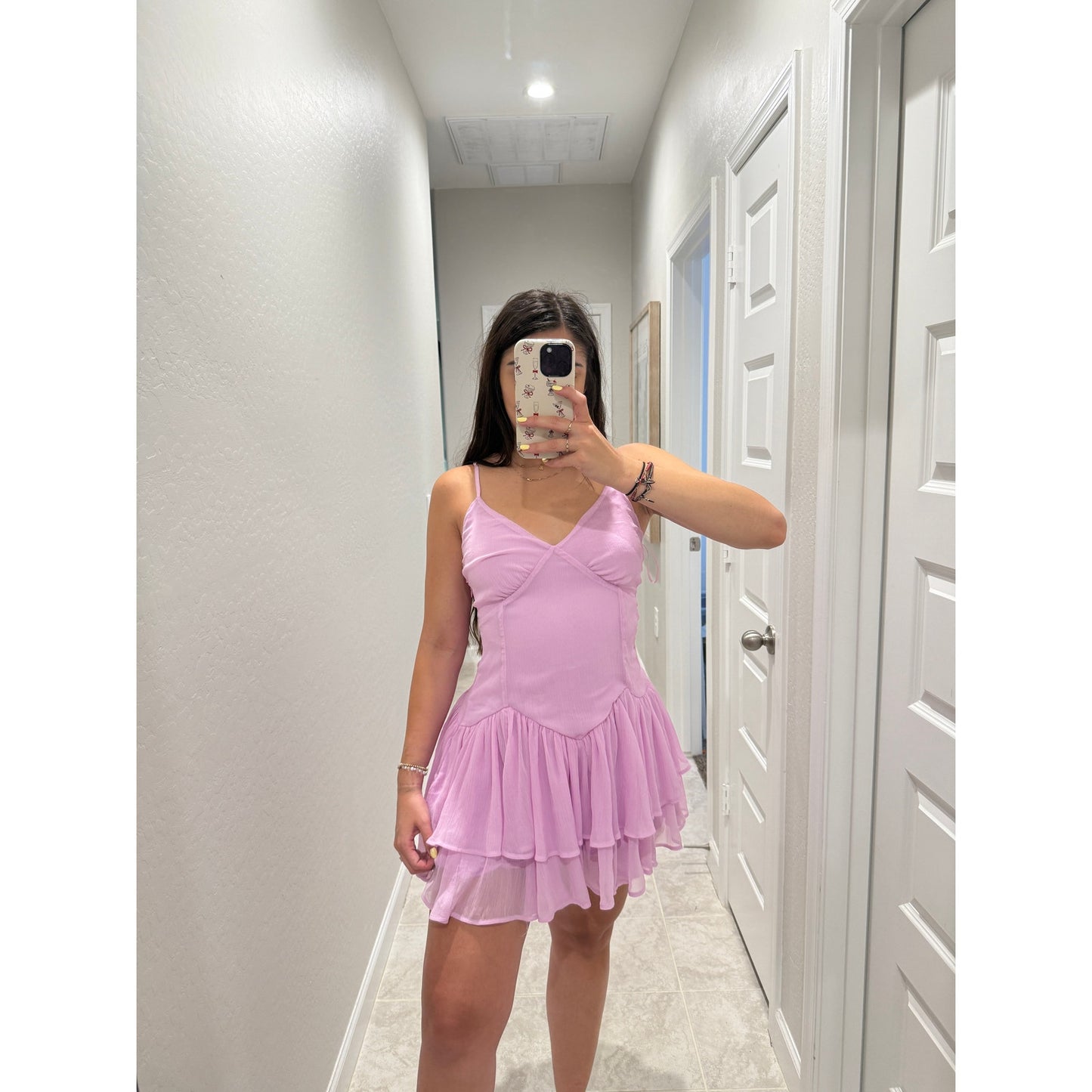 Abercrombie & Fitch purple drop waist ruffle mini dress - size small