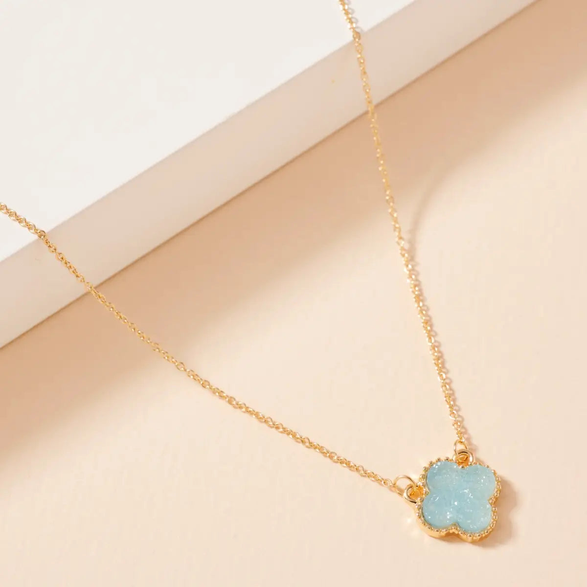 flower charm druzy necklace