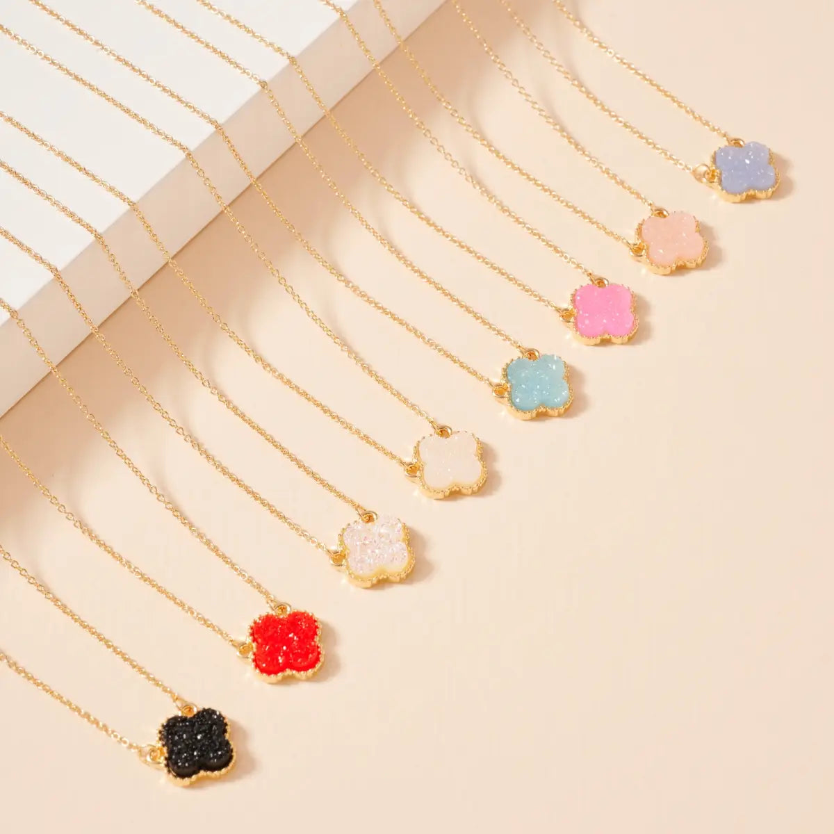 flower charm druzy necklace
