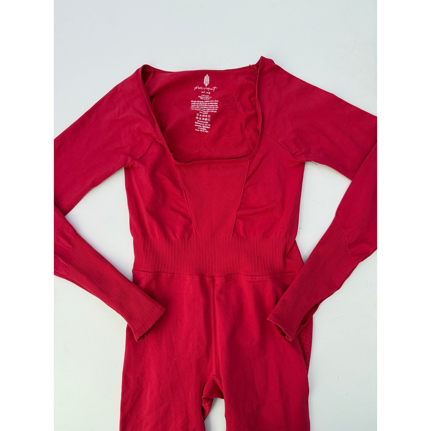 free people red good karma long sleeve onesie - size M/L