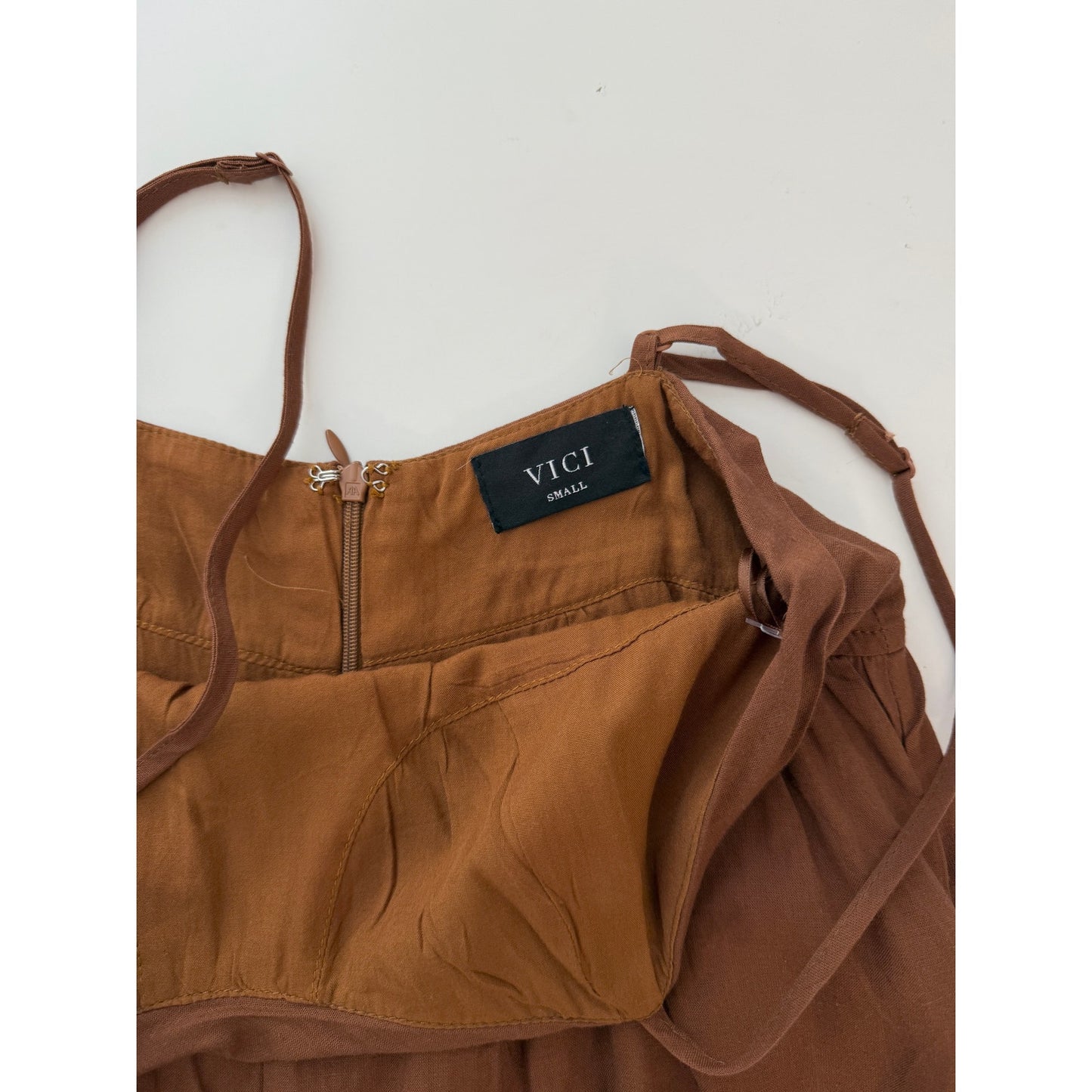 vici brown cami romper with pockets - size small