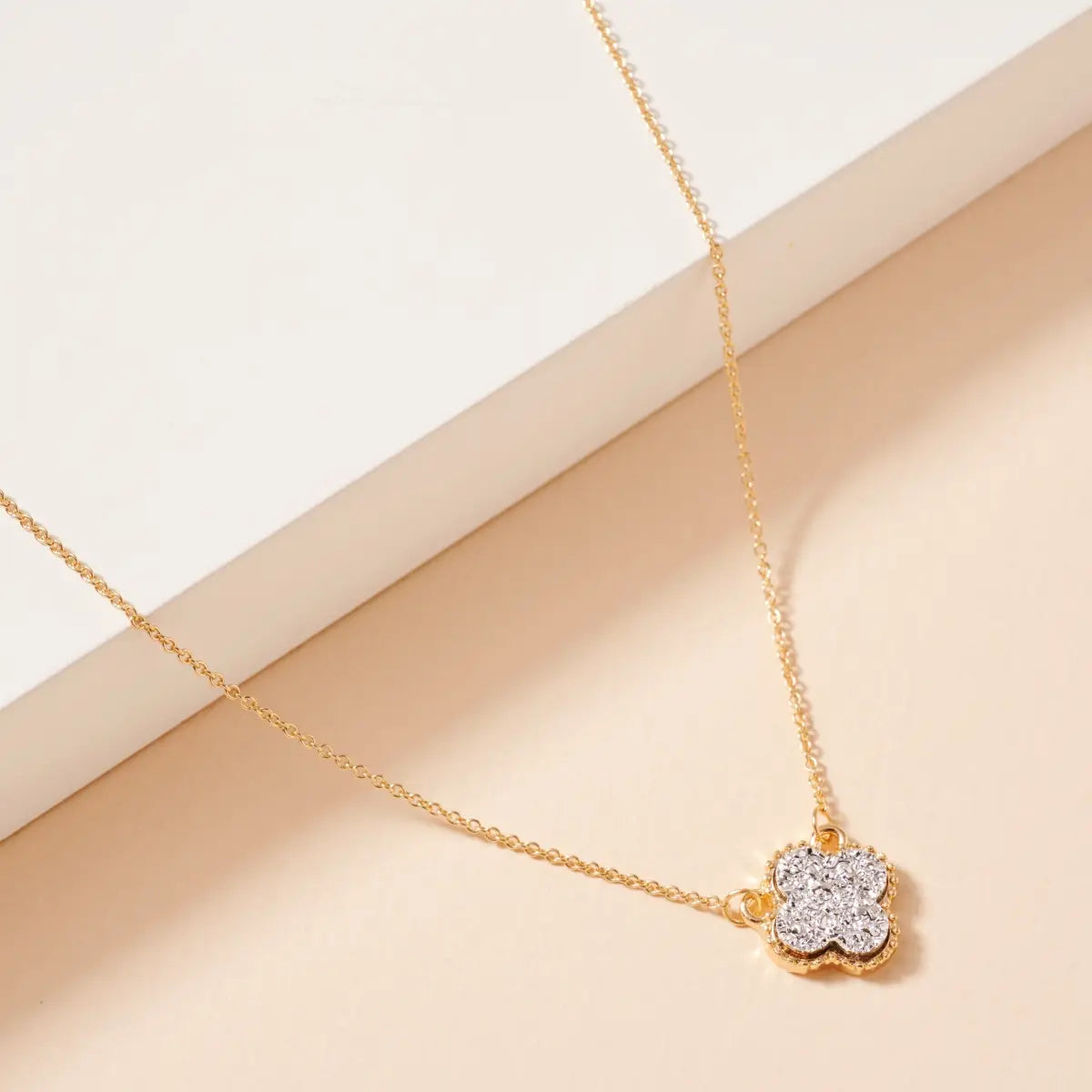 flower charm druzy necklace