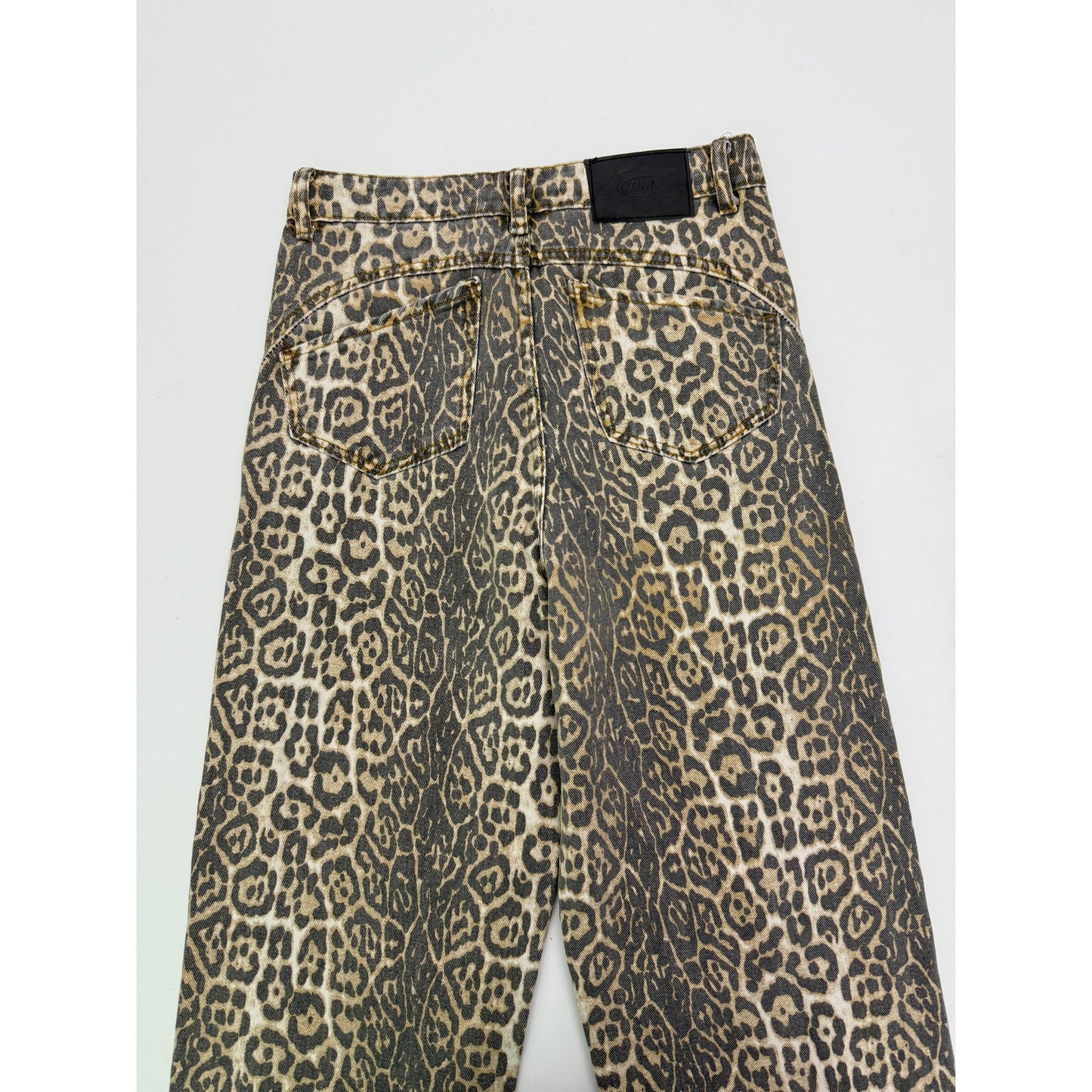 Cheetah print wide leg jeans - size small