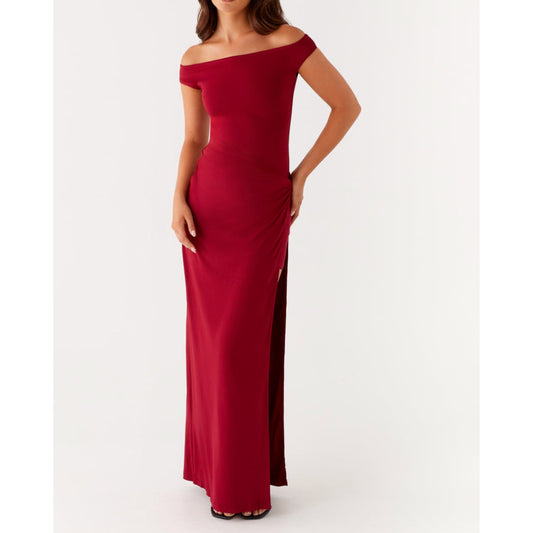 NWT Peppermayo maroon off the shoulder maxi dress - size 6
