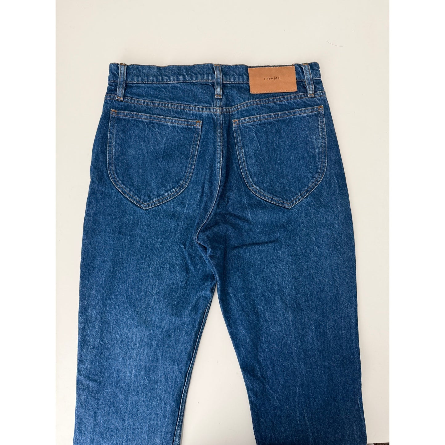 Frame dark wash high rise true straight leg jeans - size 28