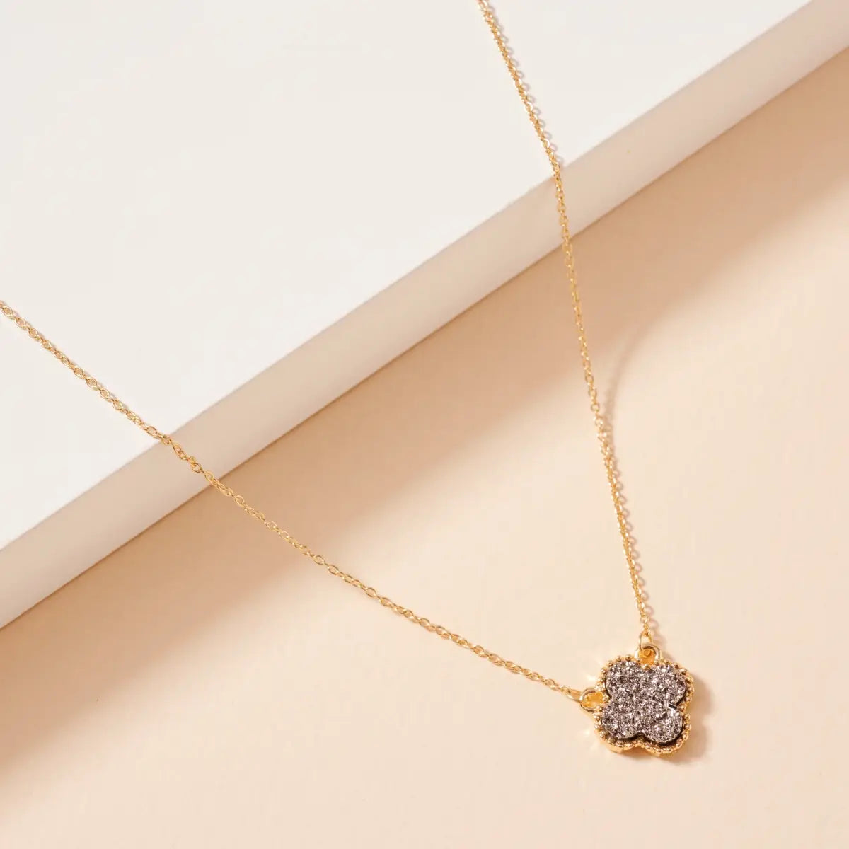 flower charm druzy necklace