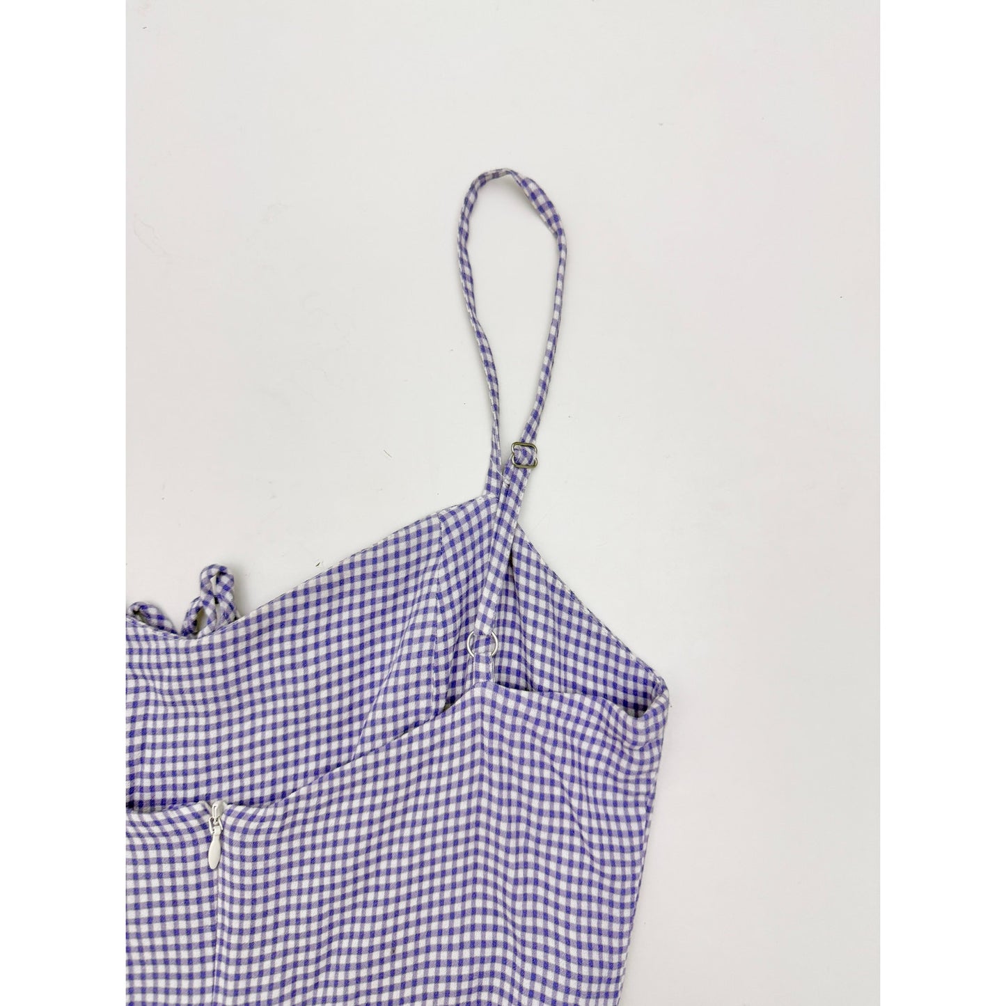 Reformation purple gingham ruffle maxi dress - size 2