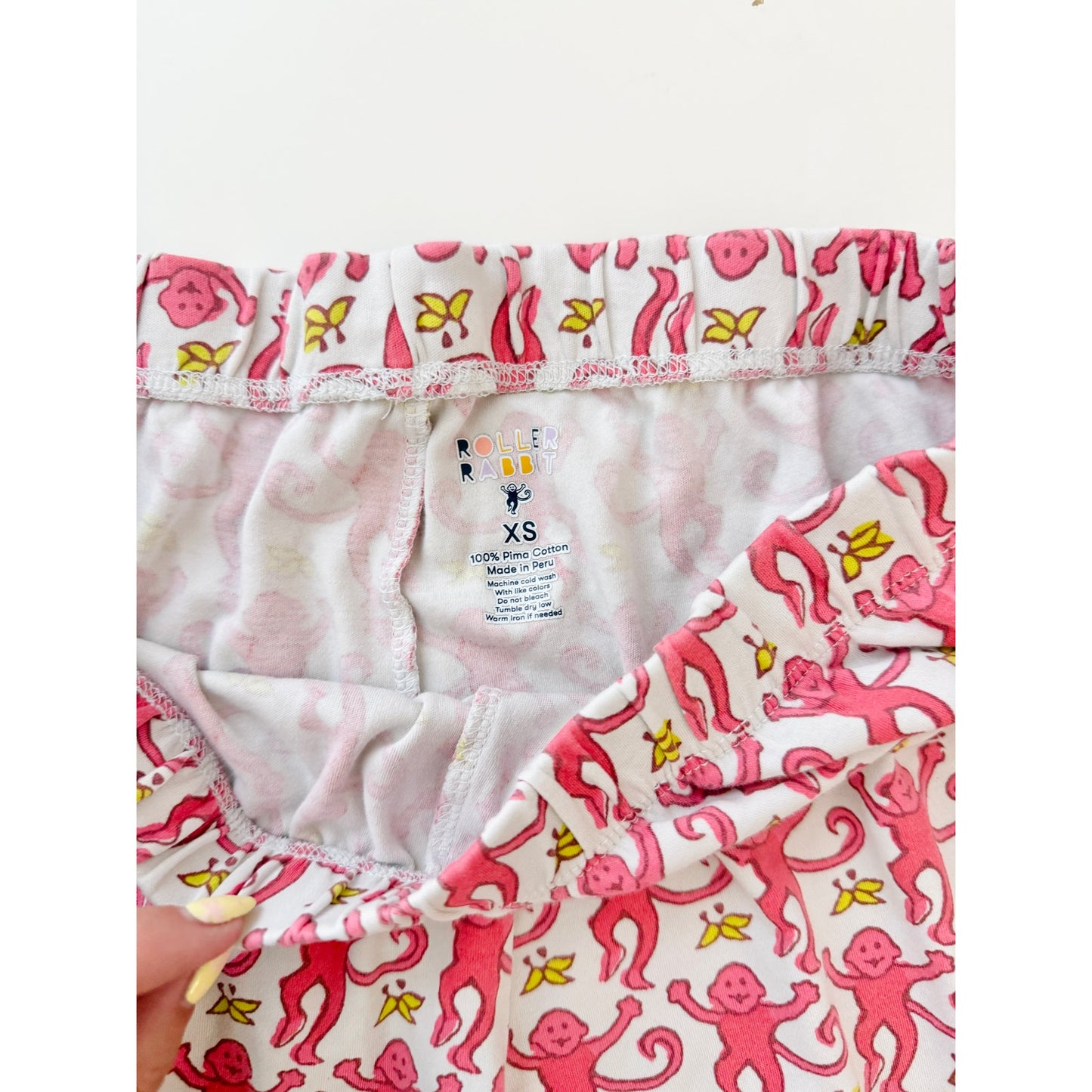 Roller rabbit pink monkey polo pj set - size XS