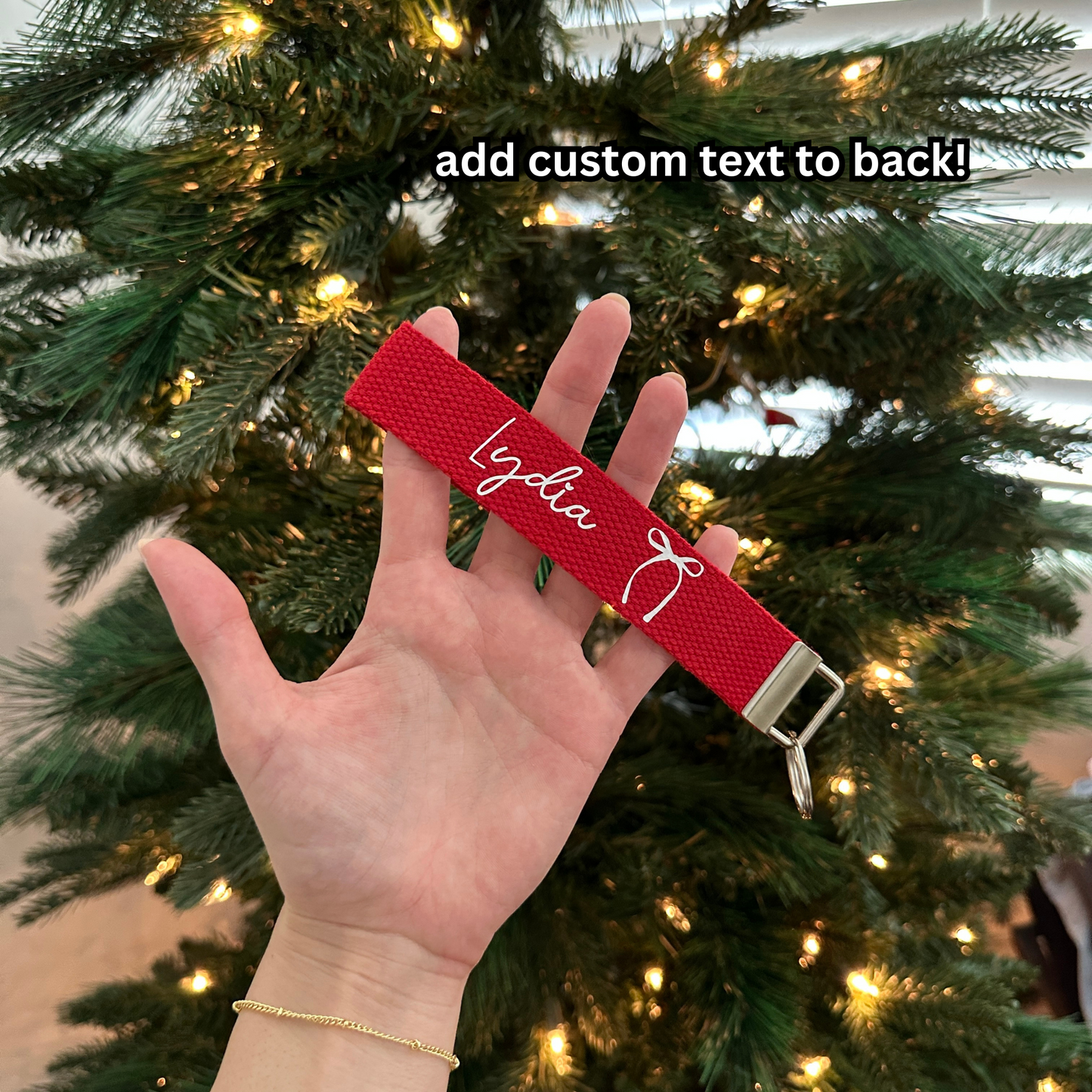 custom bow name wristlet (holiday version)