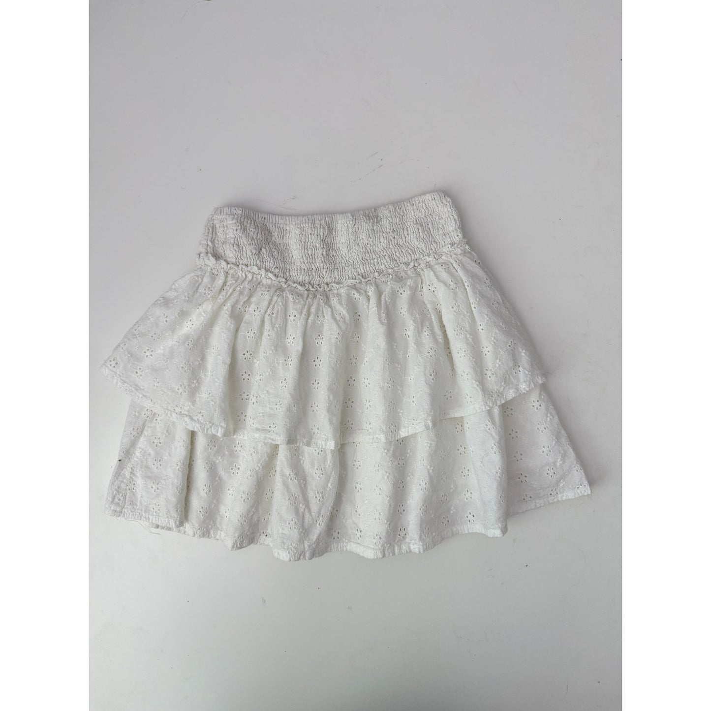 Meet Me There White Tiered Mini Skirt - Size S/M