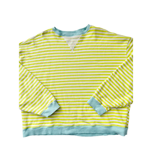 Free People Classic Striped Oversized Crewneck lime aqua - size large