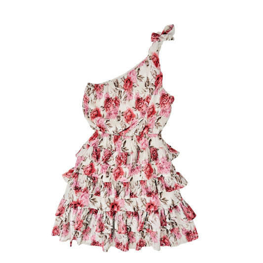 Showpo pink ruffle one shoulder mini dress - size 2