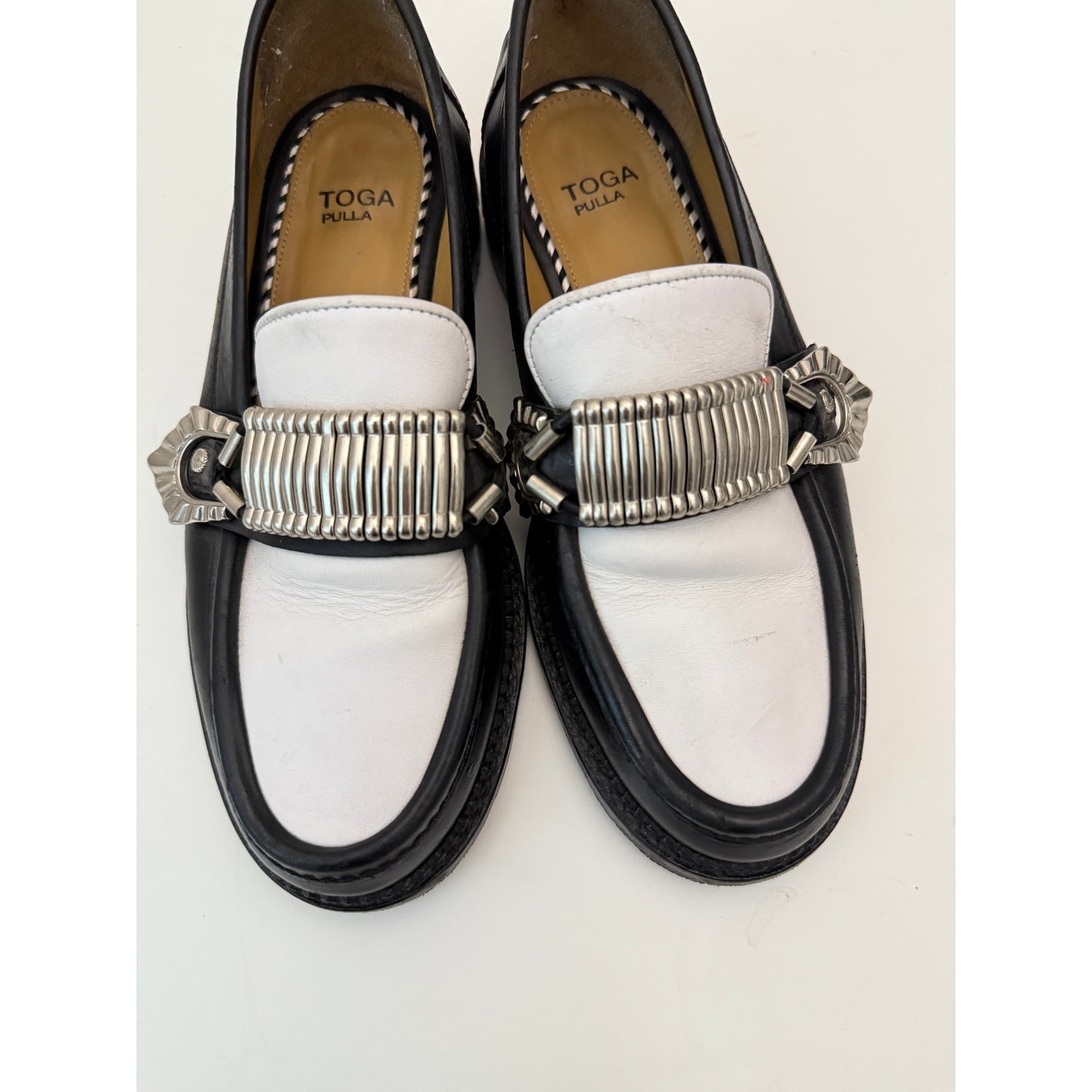 Toga Pulla leather loafers with silver buckles - size 38