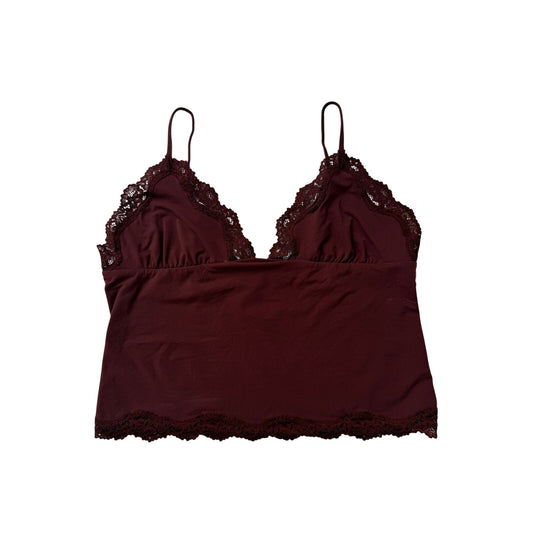 Skims Fits Everybody Lace Triangle Cami maroon - size XL