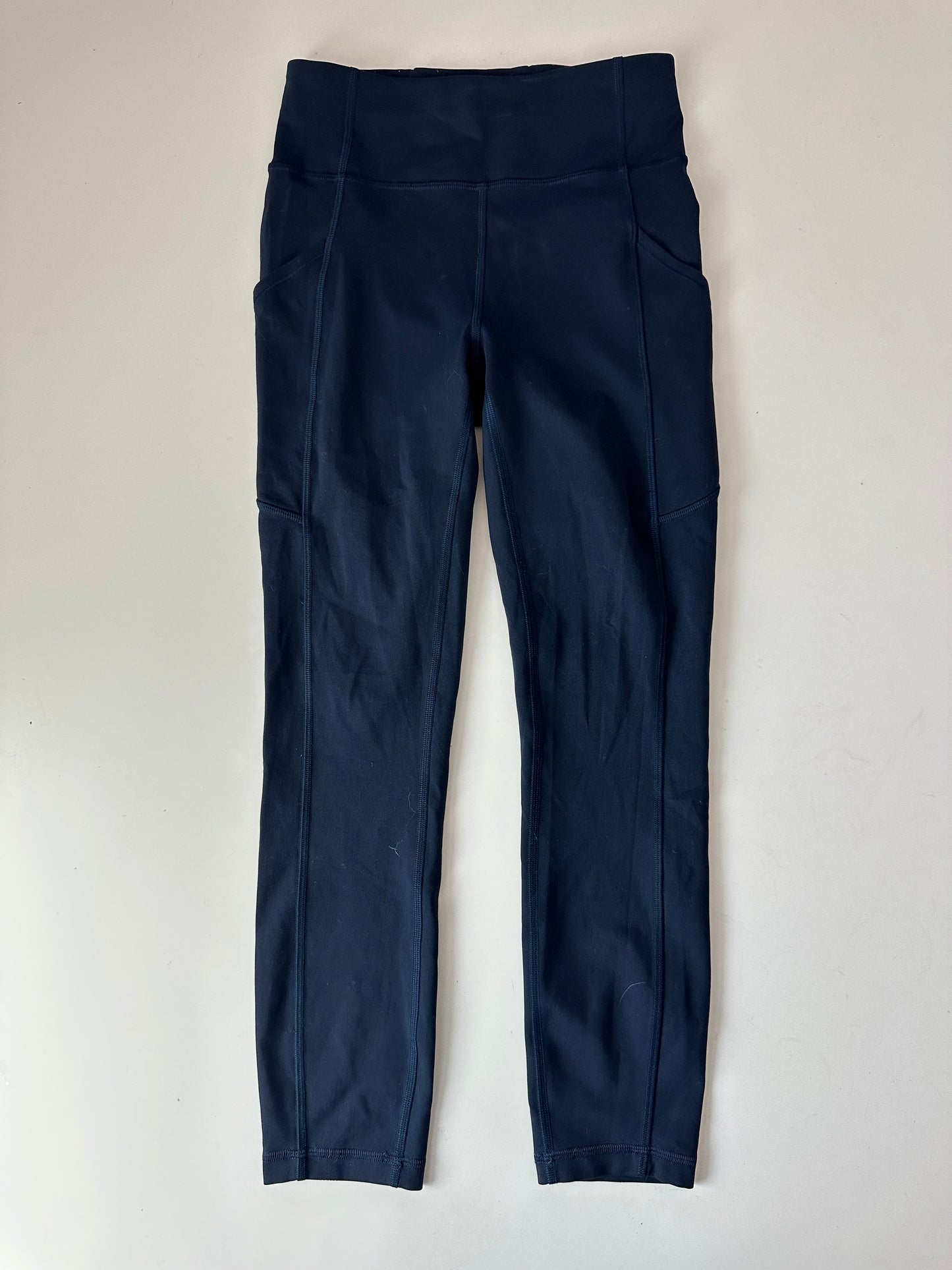 lululemon navy wunder train high rise leggings (size 6, 25")