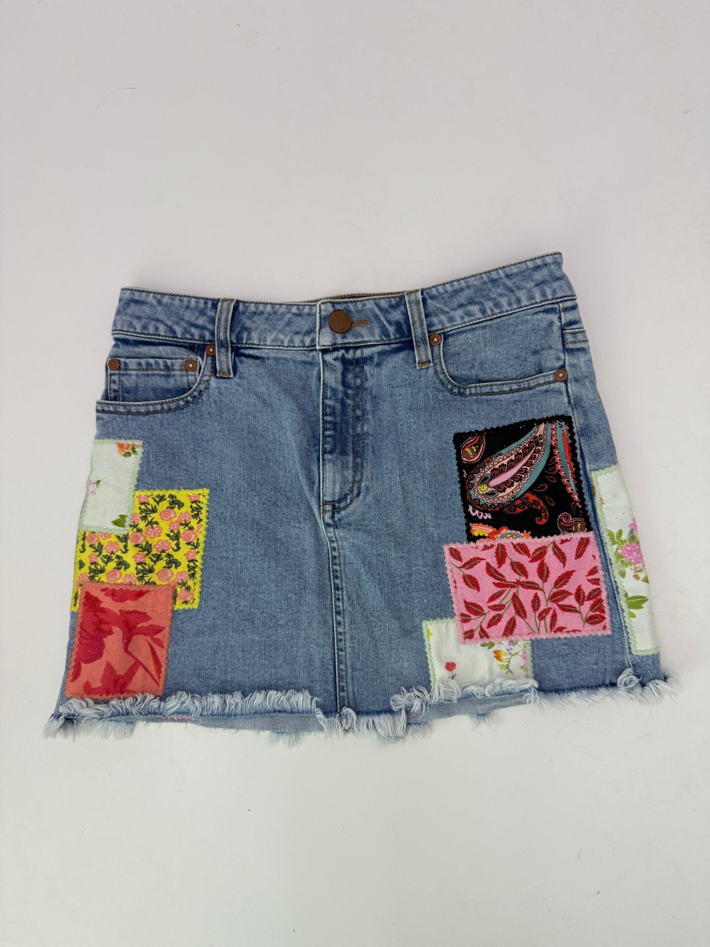 Alice + Olivia high rise patchwork skirt (size 26)