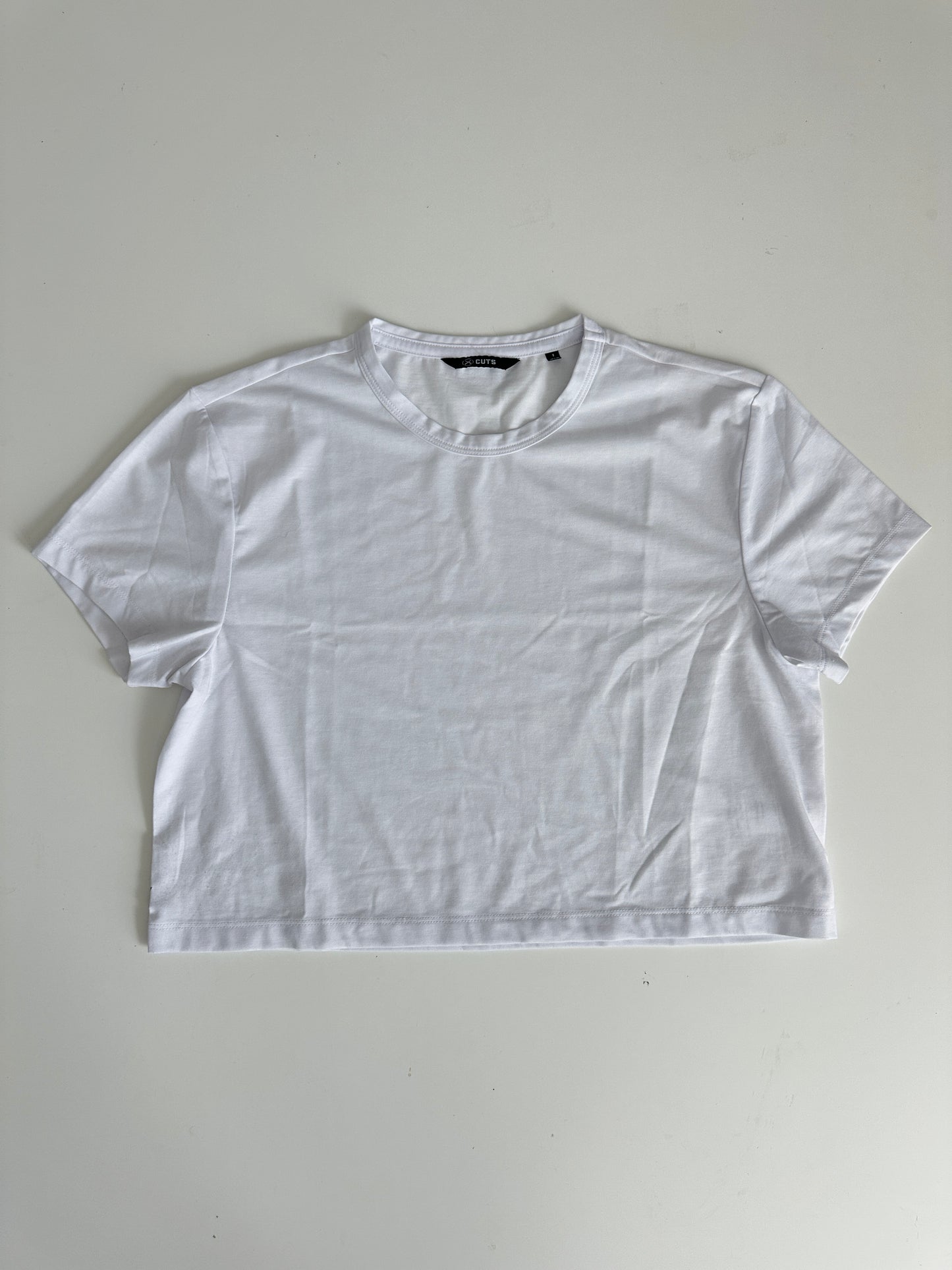 CUTS clothing "almost Friday" cropped tee (size small)