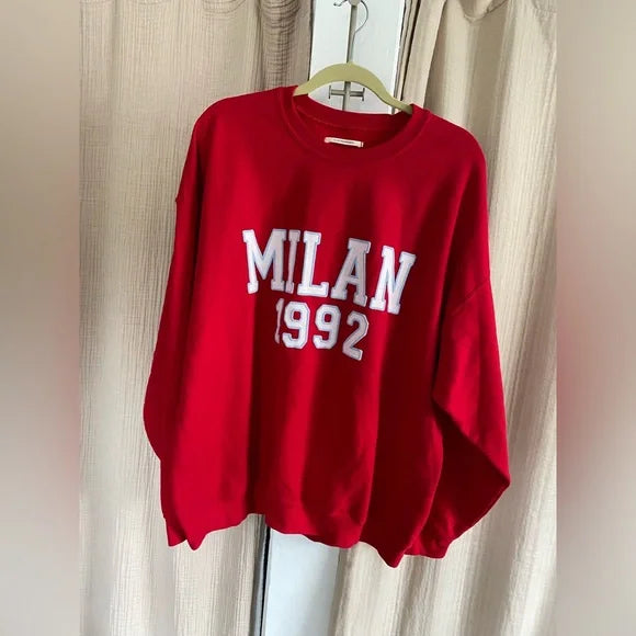 Anthropologie red Milan crewneck (size large)