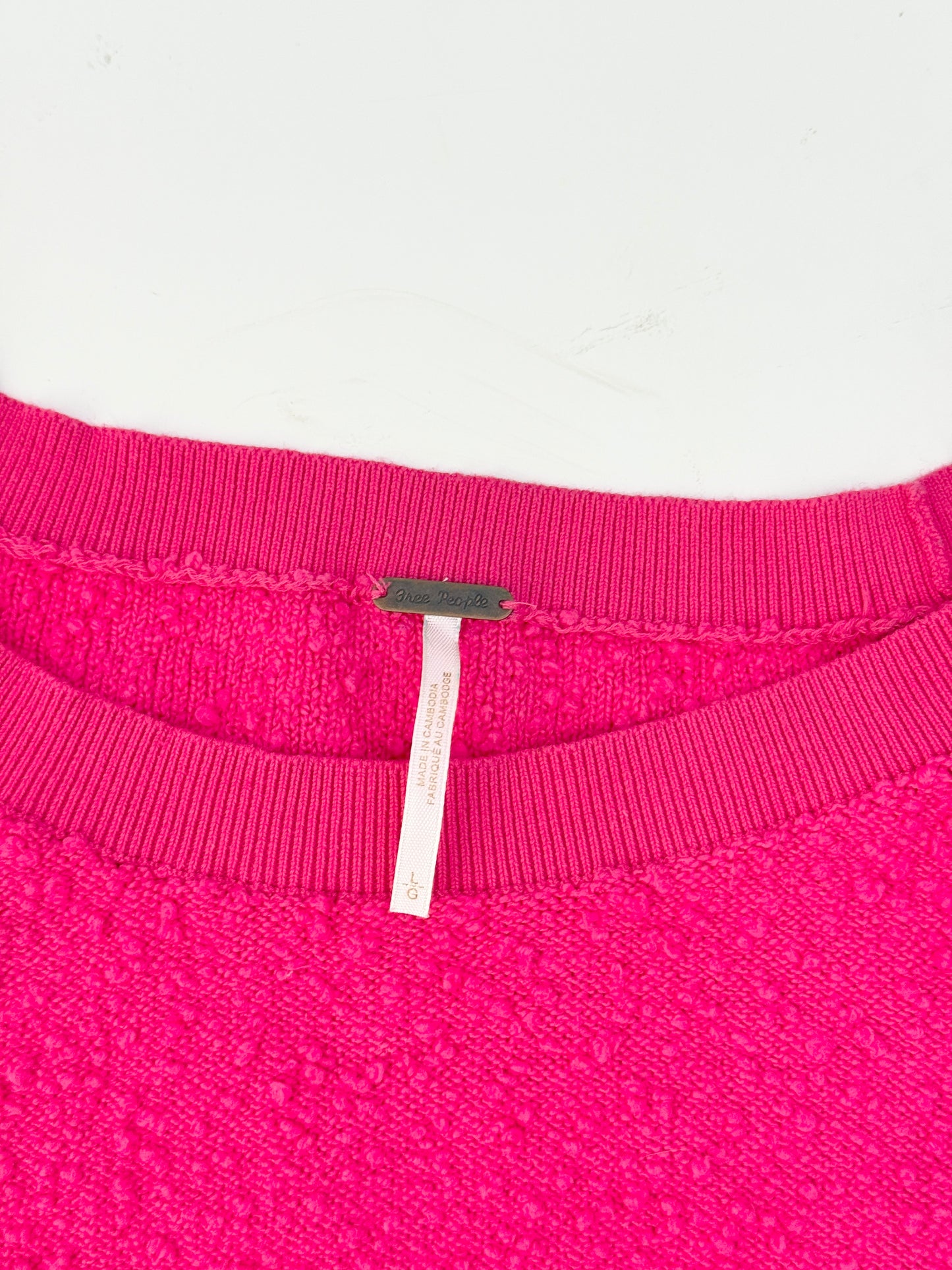 free people pink crewneck sweater (size large)