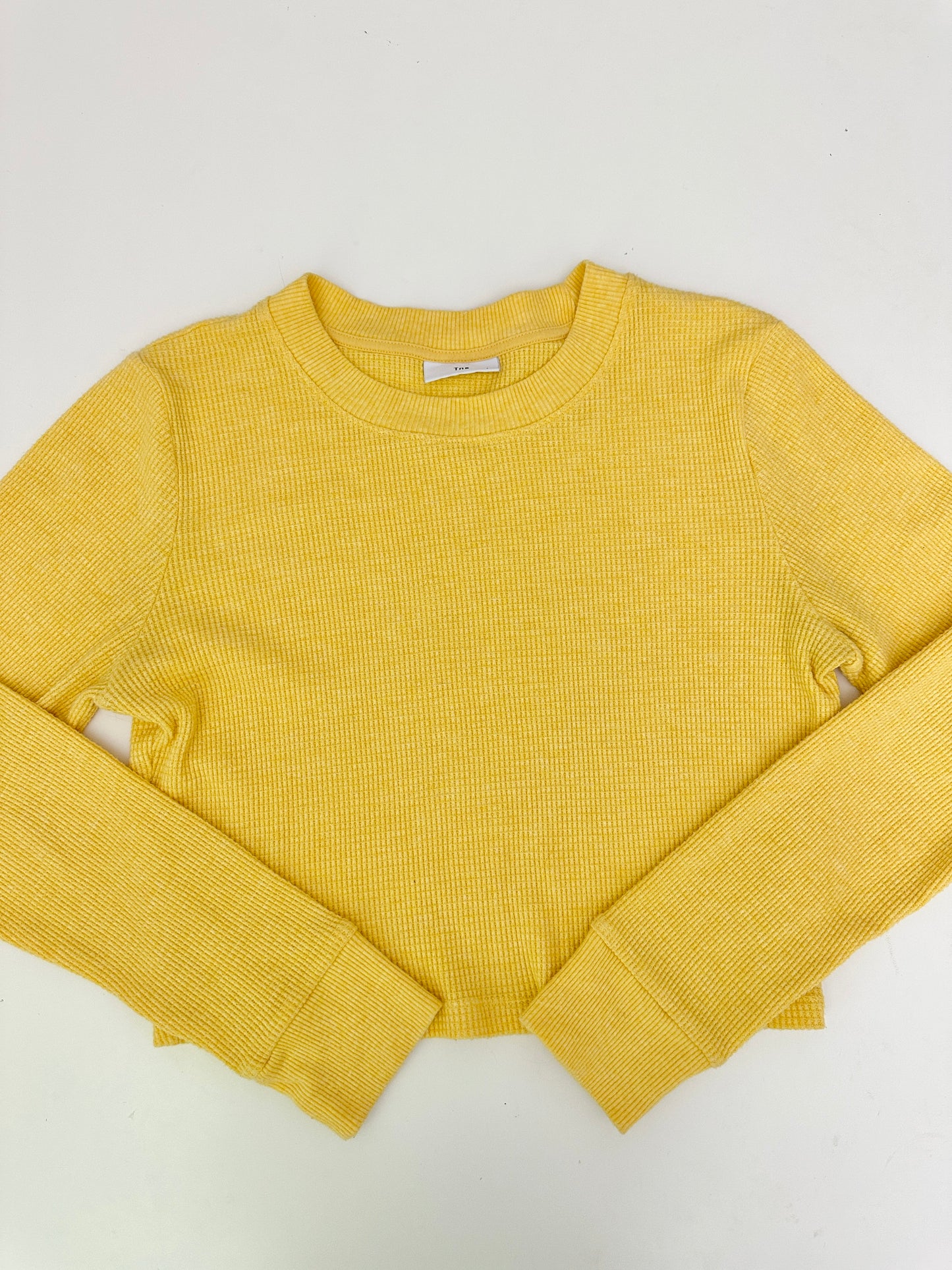 aritzia tna yellow waffle knit long sleeve (size large)