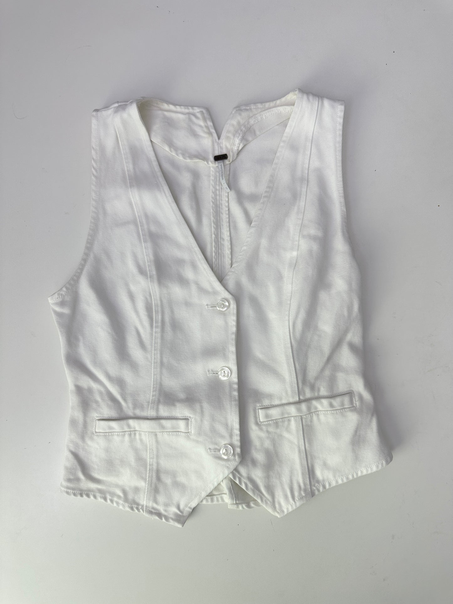 YFB white denim halter bustier (size small)
