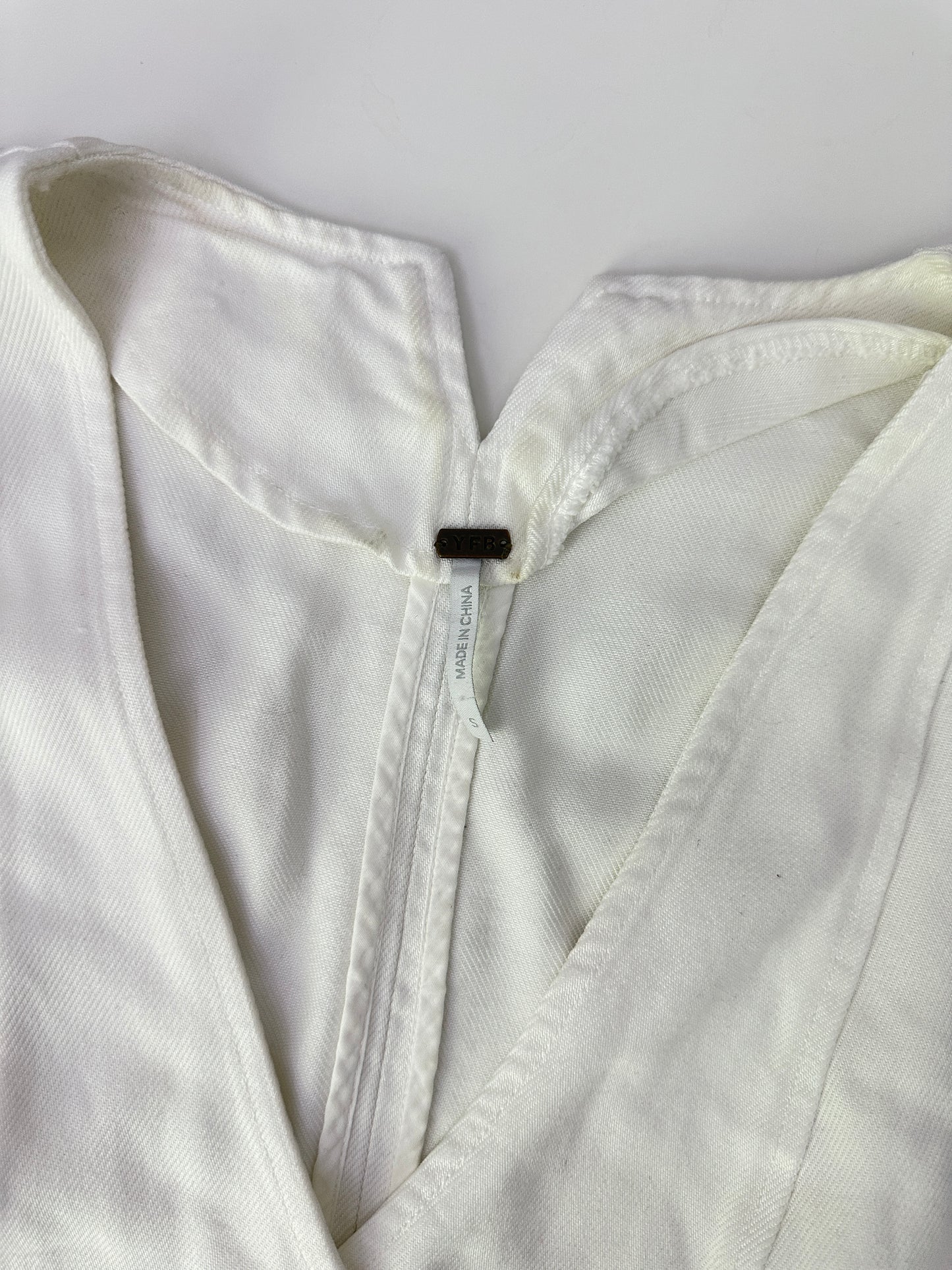 YFB white denim halter bustier (size small)