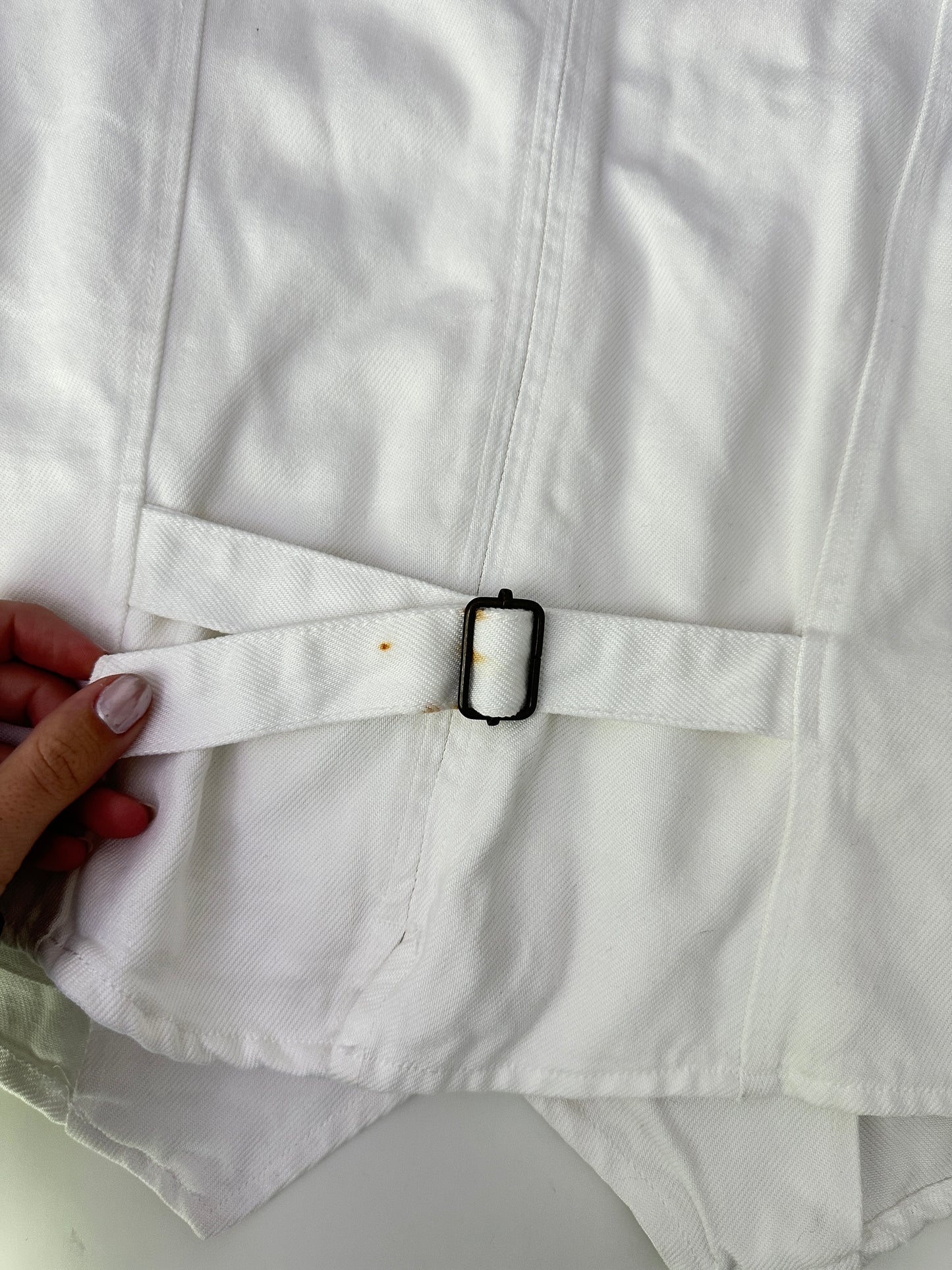 YFB white denim halter bustier (size small)