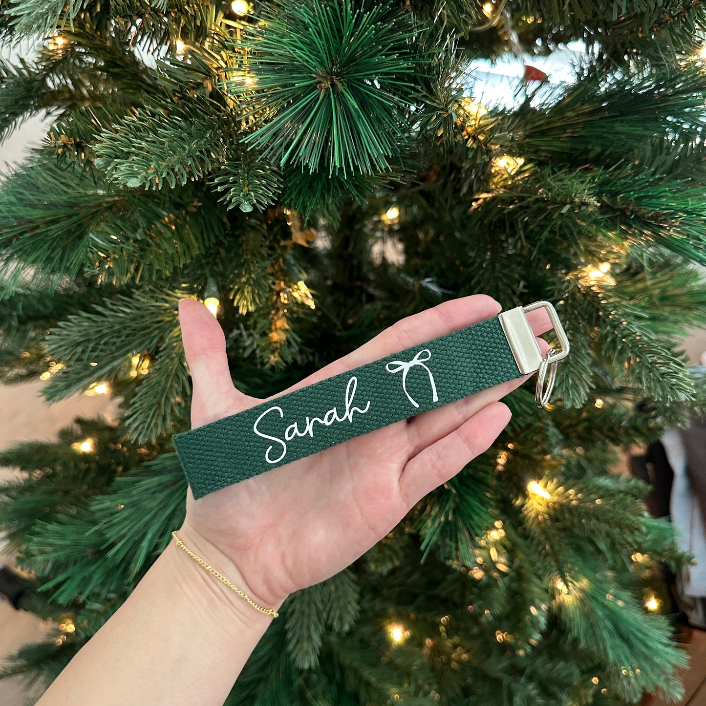 custom bow name wristlet (holiday version)