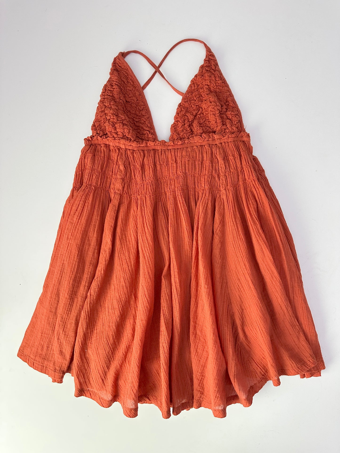 free people forever favorite smocked mini dress (size XS)
