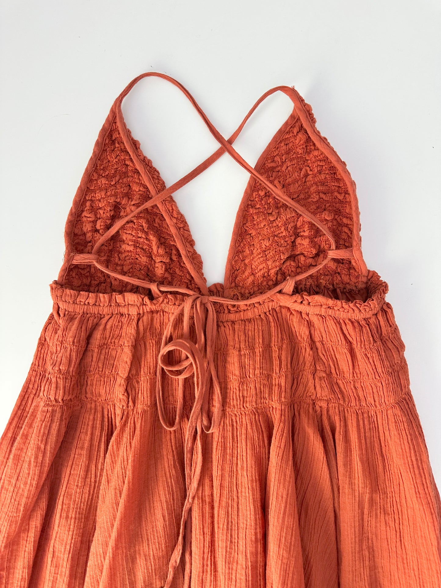 free people forever favorite smocked mini dress (size XS)
