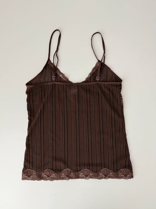 Rampage brown lace cami tank top - size small