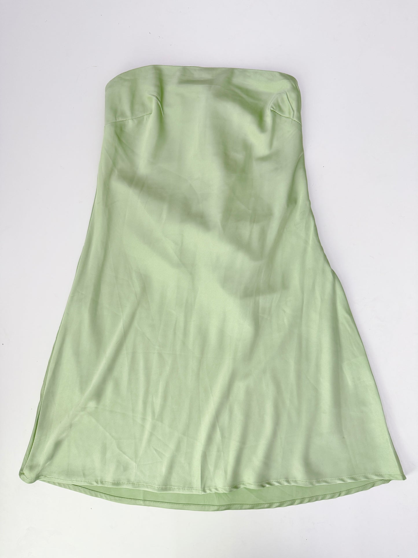 princess polly green satin strapless dress (size 4)
