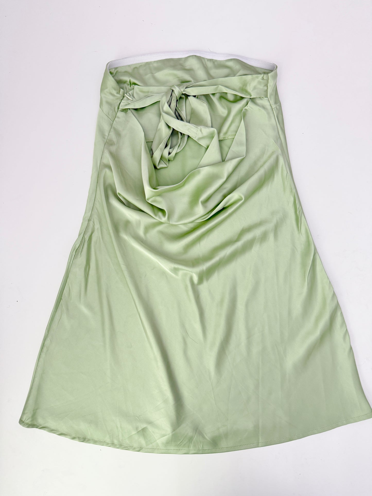 princess polly green satin strapless dress (size 4)