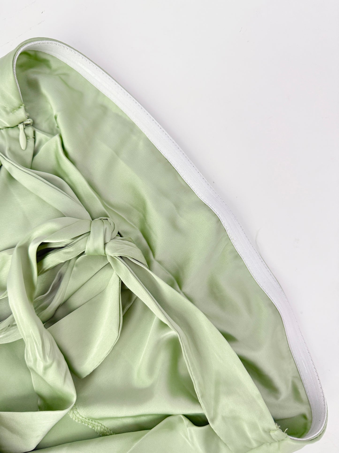 princess polly green satin strapless dress (size 4)