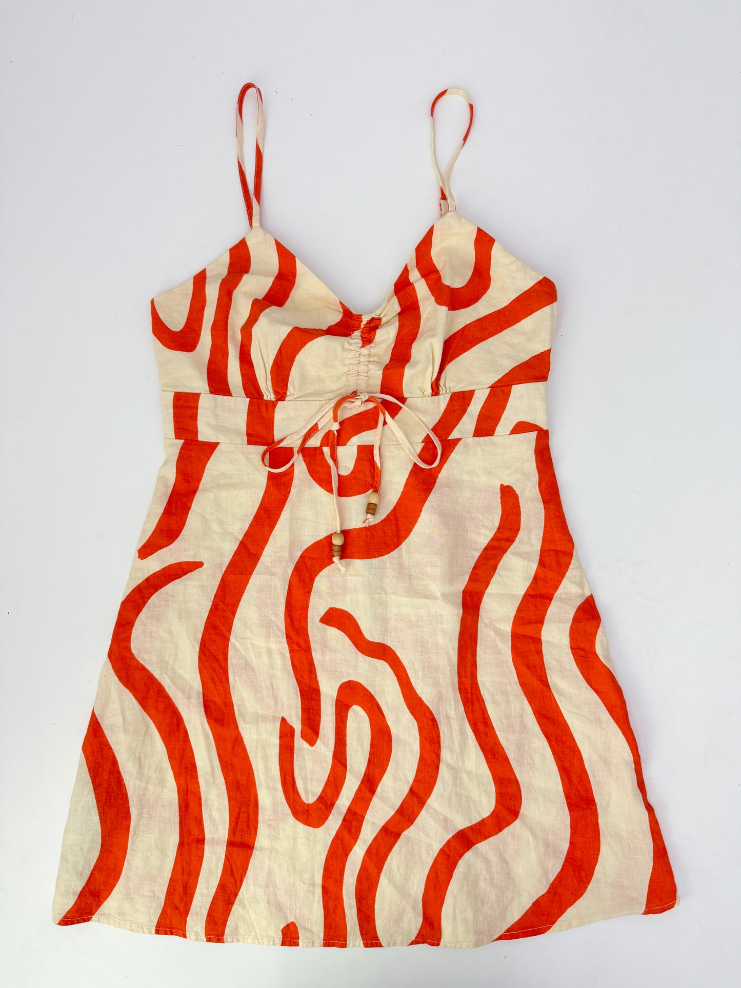 mango orange pattern linen dress (size 4)