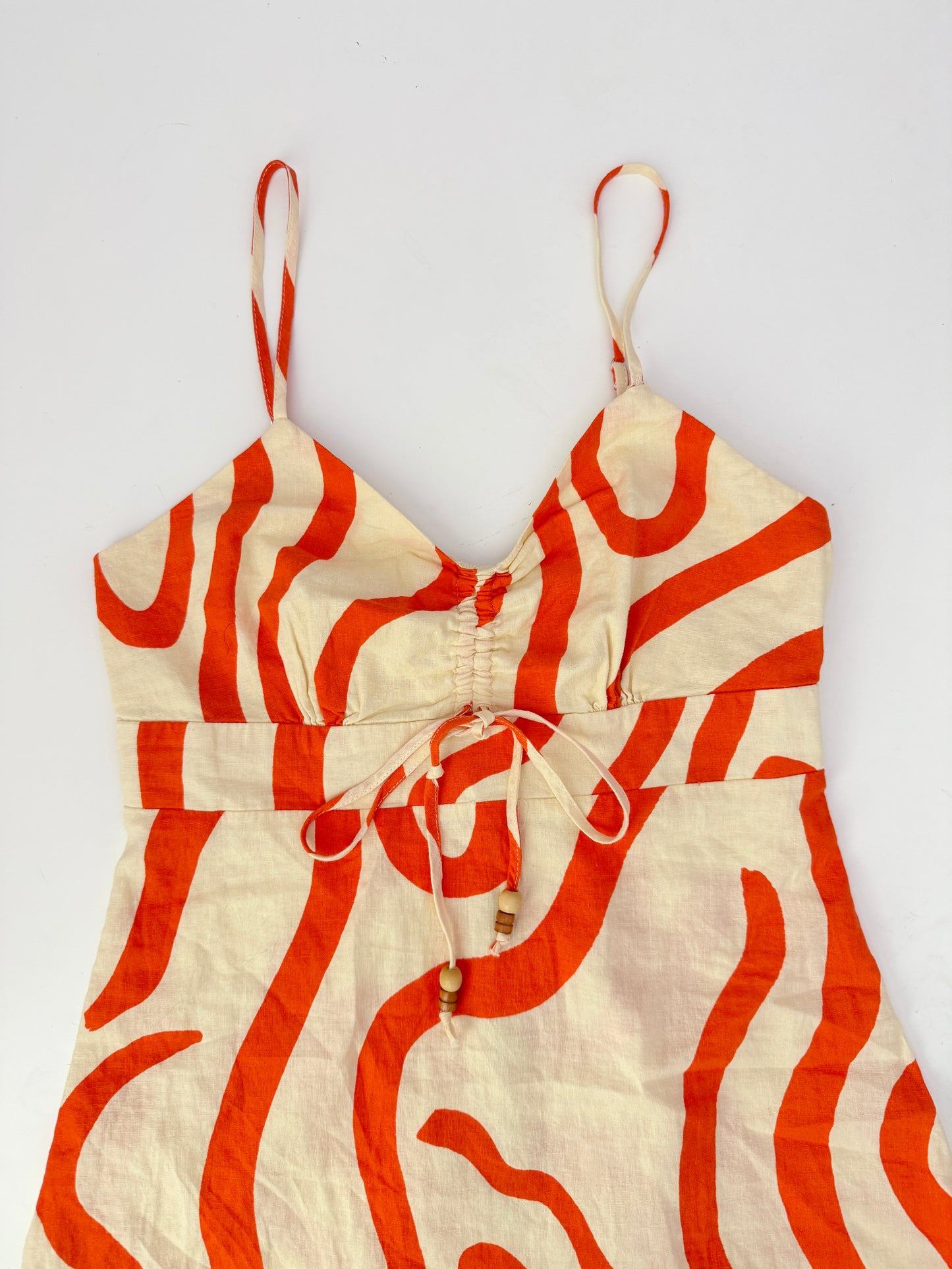 mango orange pattern linen dress (size 4)