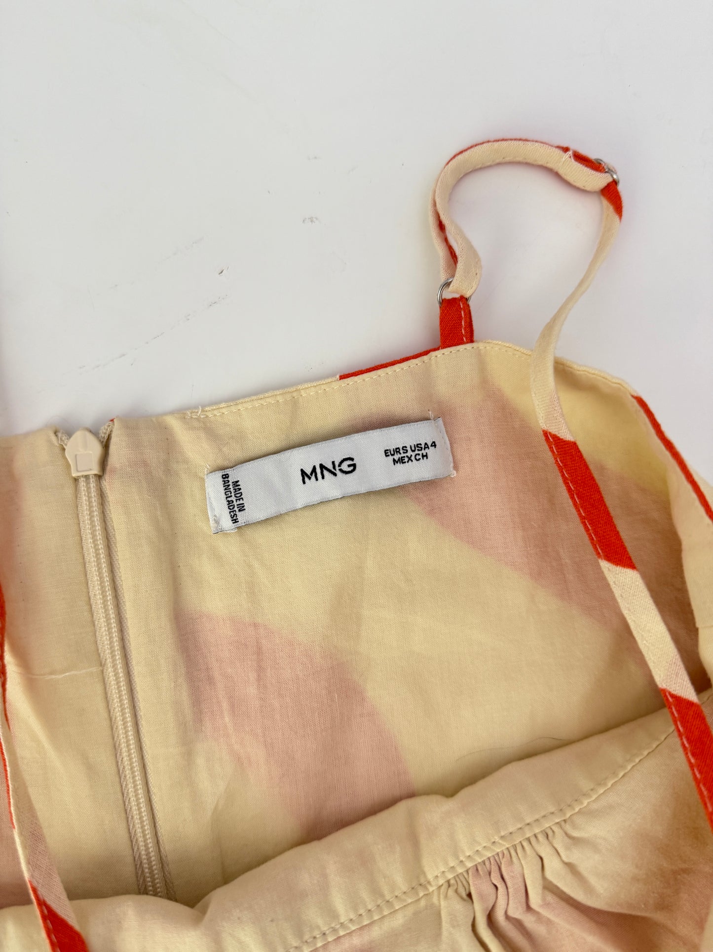 mango orange pattern linen dress (size 4)