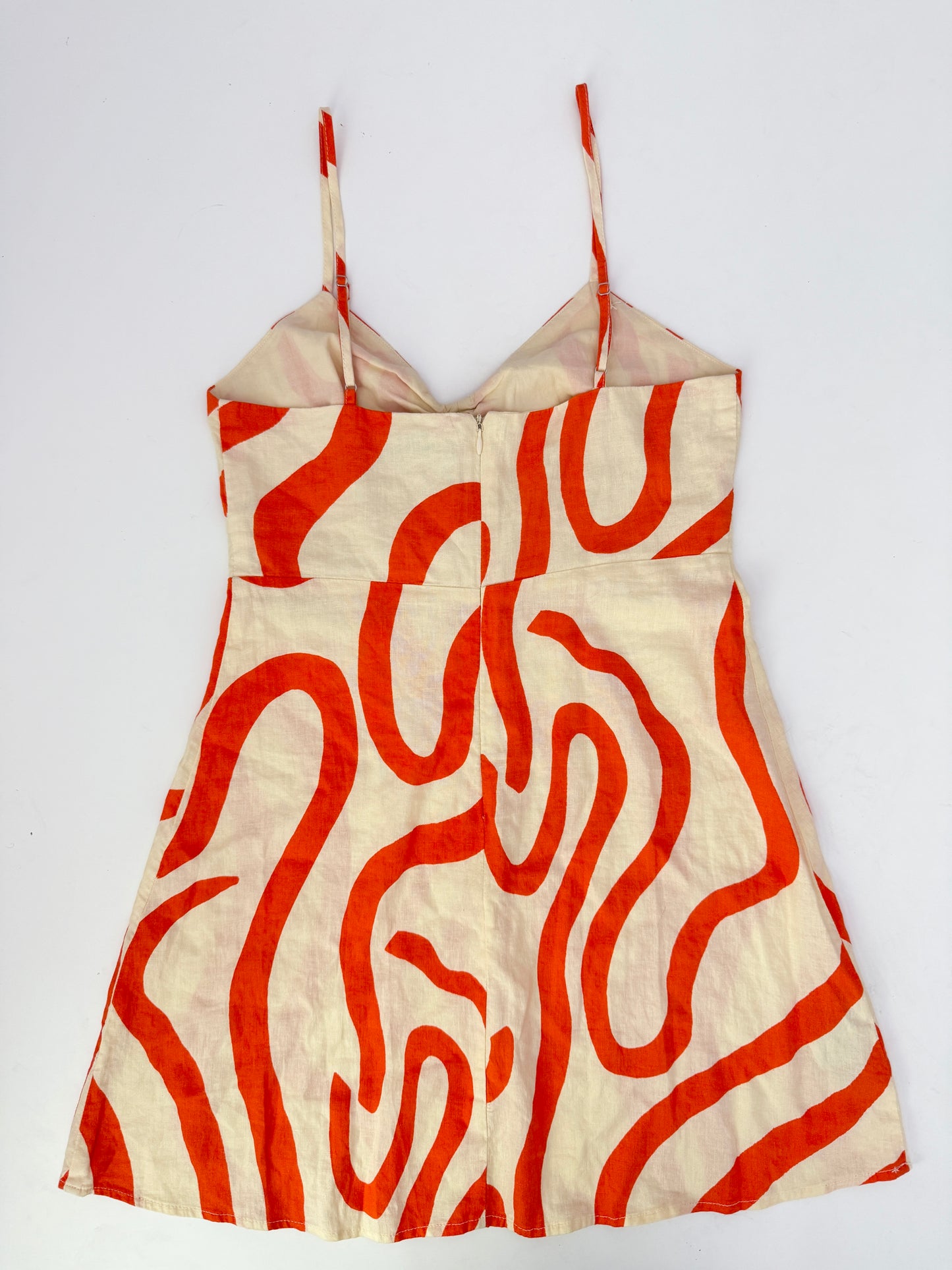 mango orange pattern linen dress (size 4)