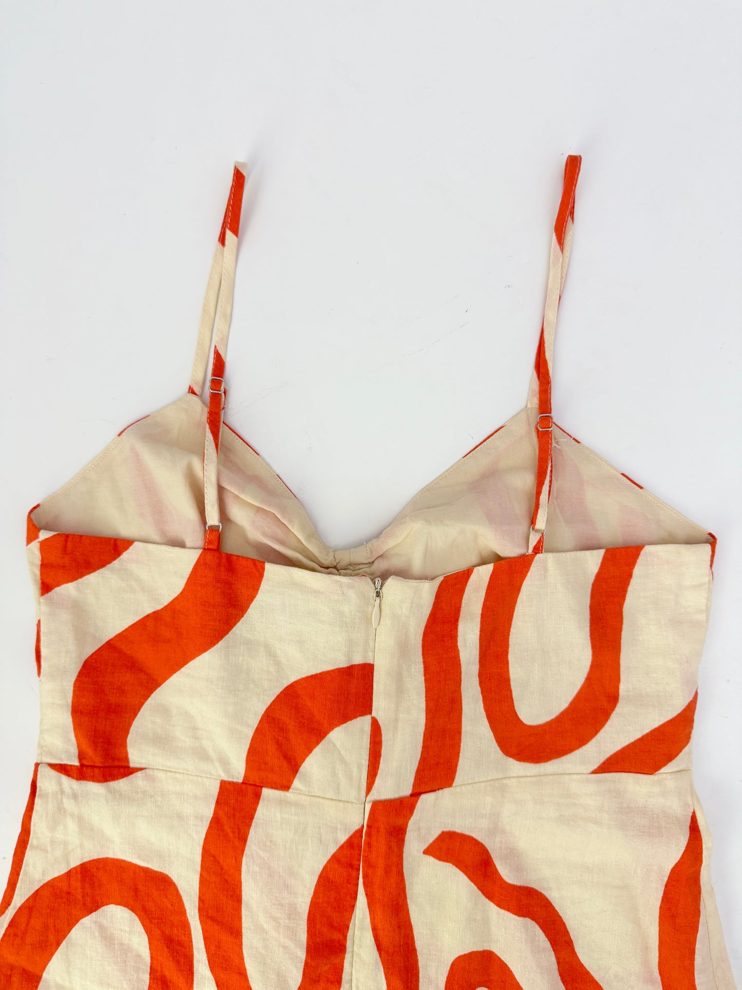 mango orange pattern linen dress (size 4)