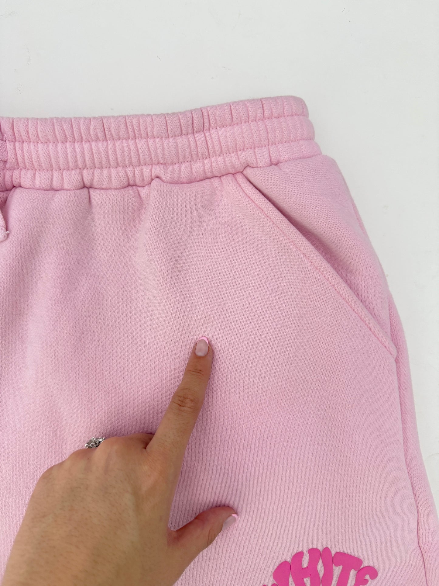 white fox high rise sweat shorts (size XL)