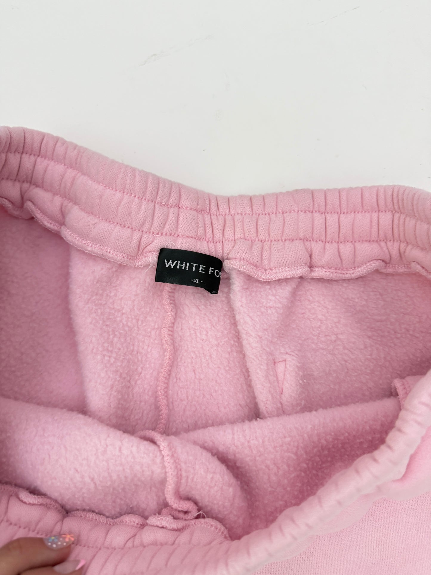 white fox high rise sweat shorts (size XL)