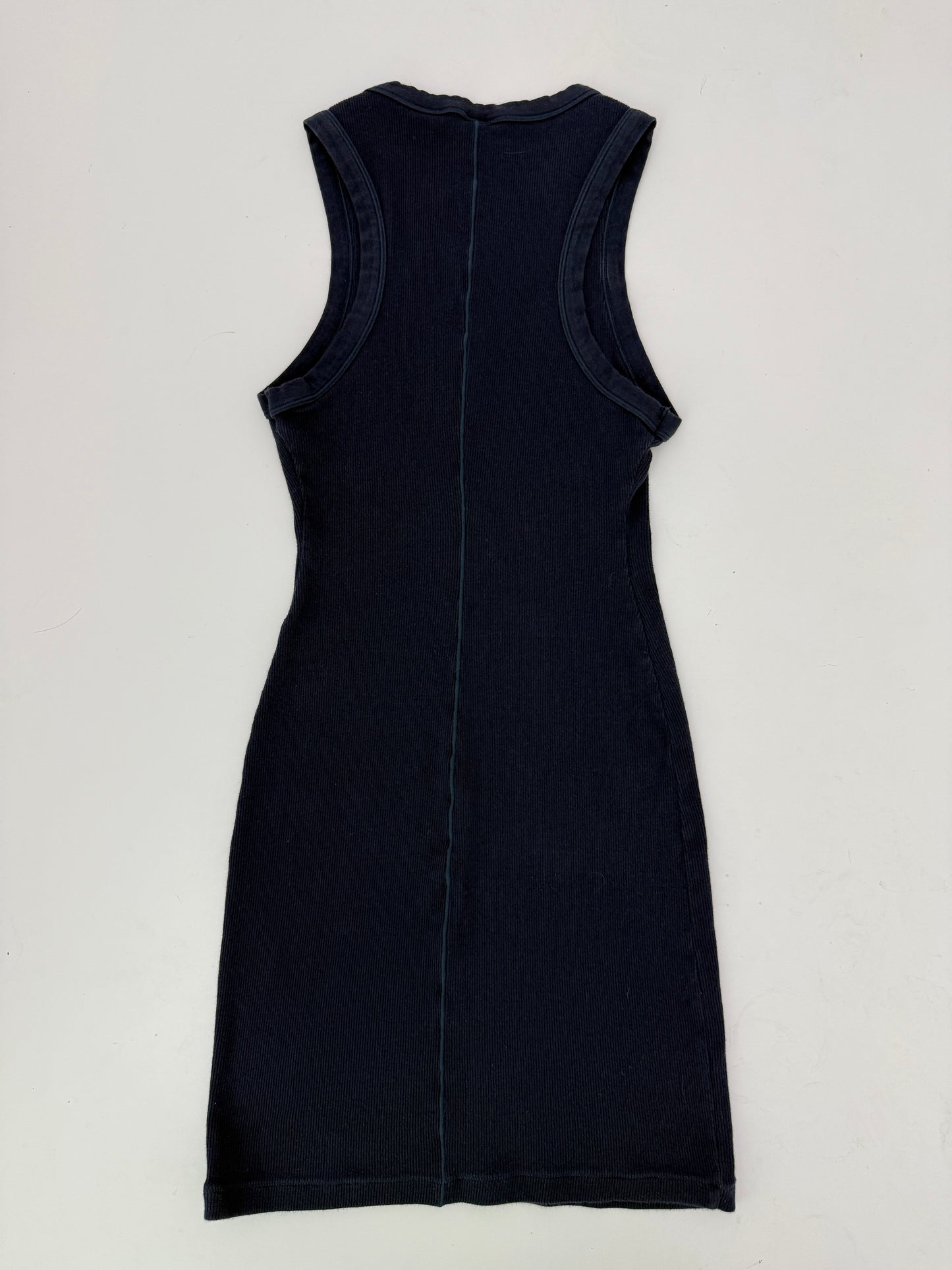 skims navy blue cotton rib high neck dress (size small)