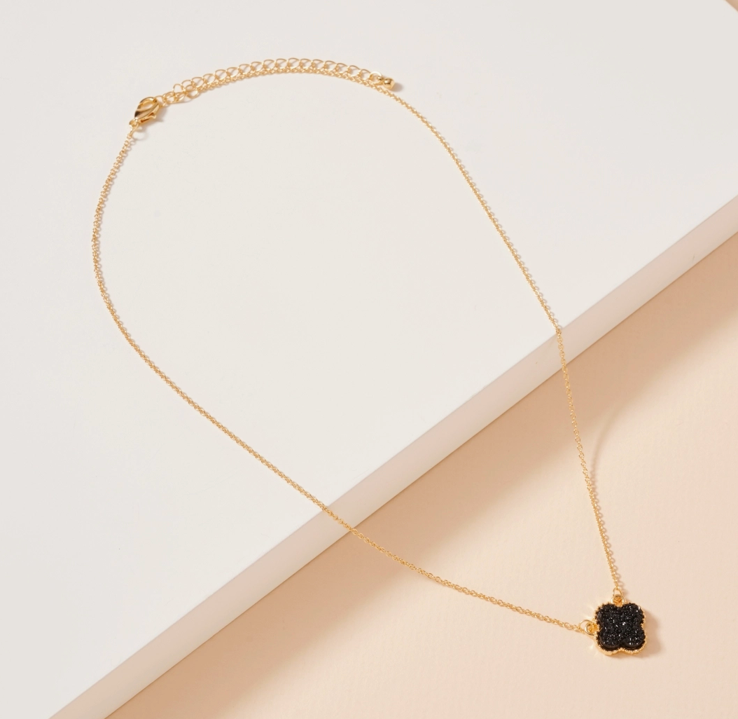 flower charm druzy necklace