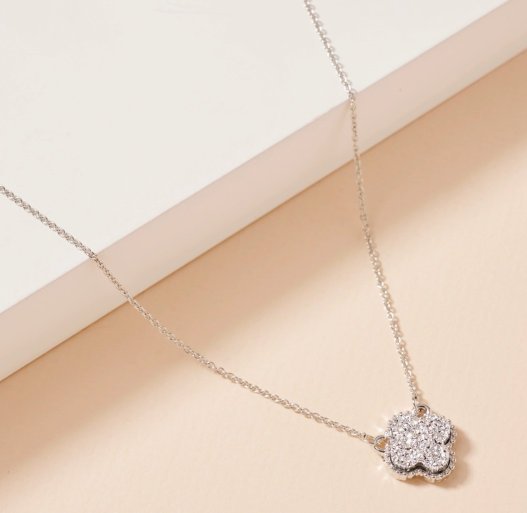 flower charm druzy necklace