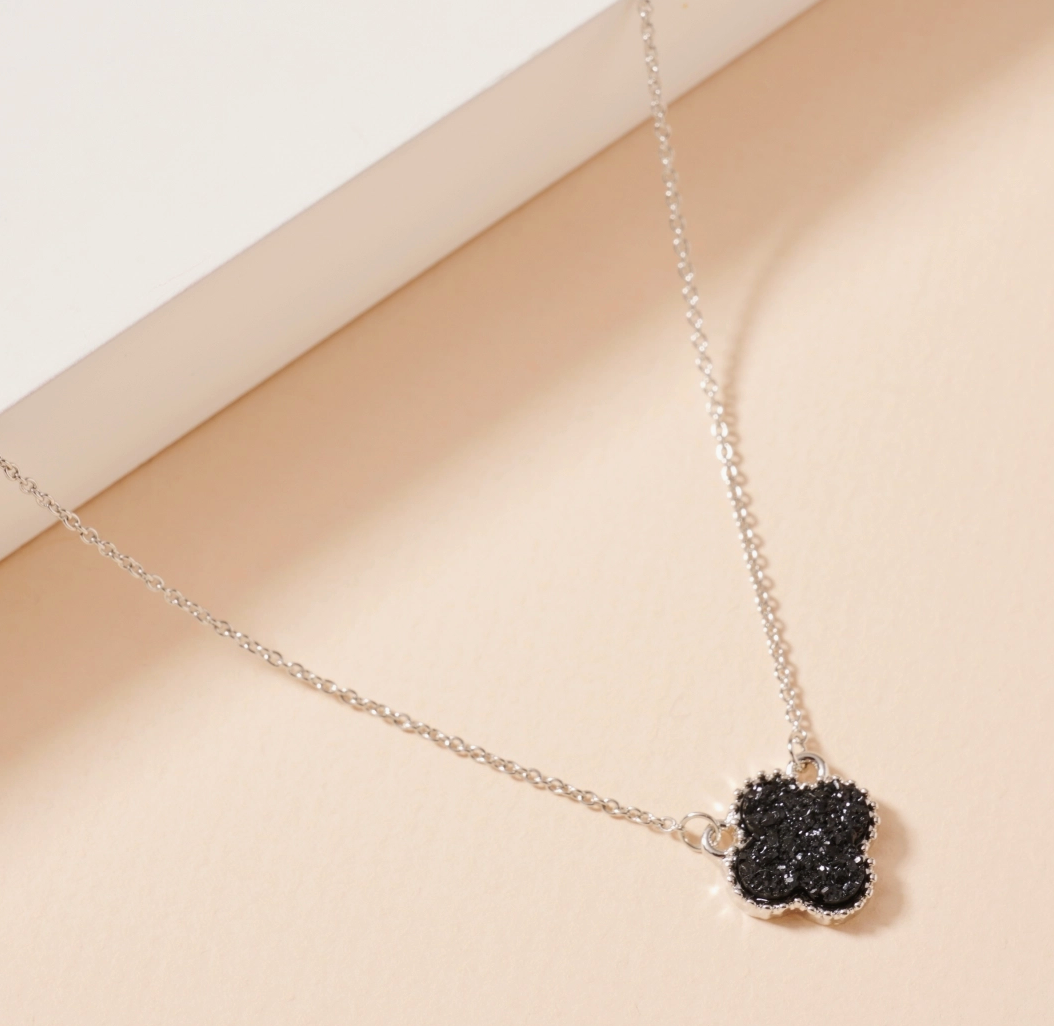 flower charm druzy necklace