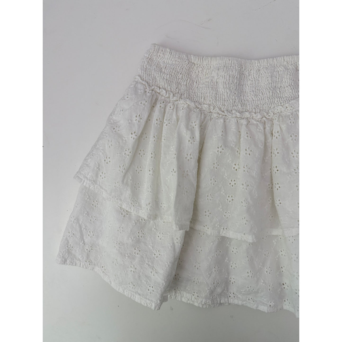 Meet Me There White Tiered Mini Skirt - Size S/M