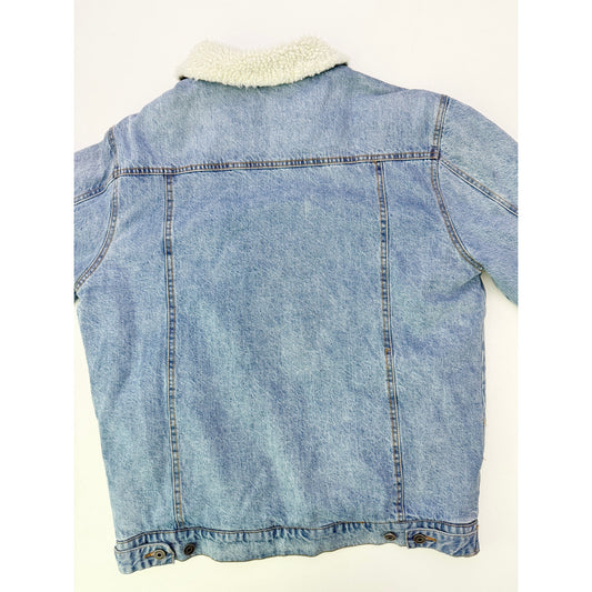 Dravus lightwash oversized sherpa denim jacket - size large